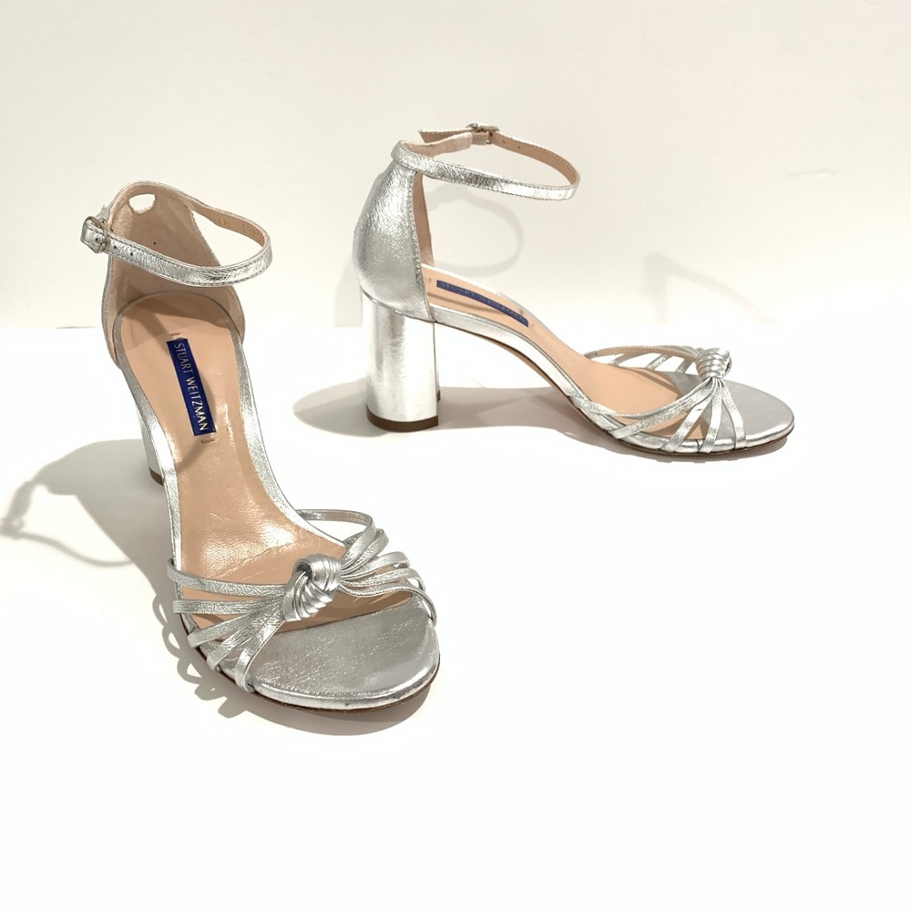 Stuart Weitzman Sutton Metallic Silver Sandals